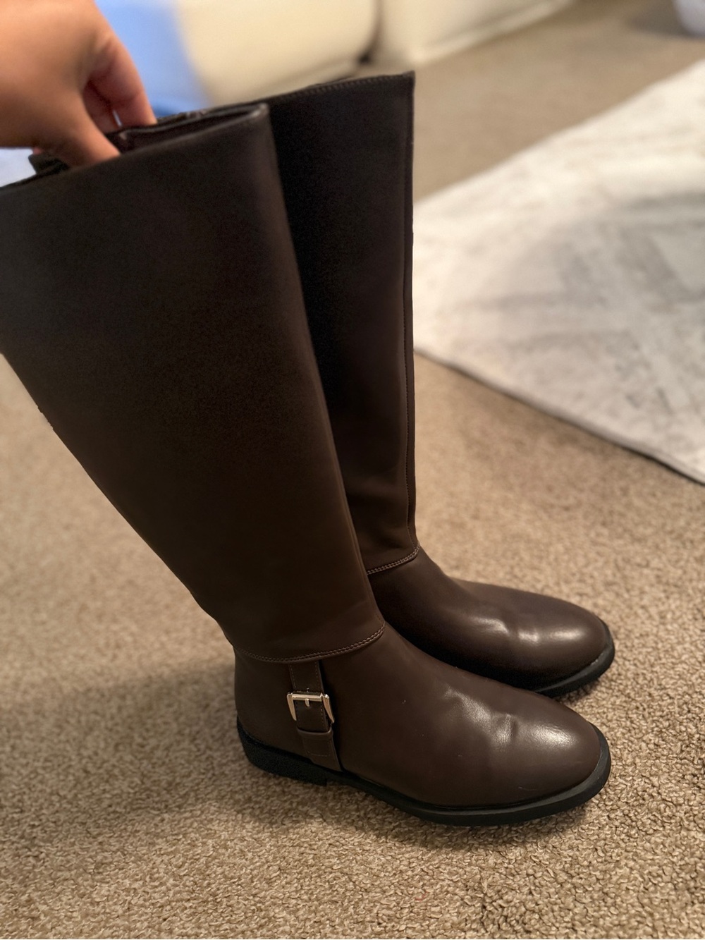 Source Unknown Tall Brown Riding-Style Boots